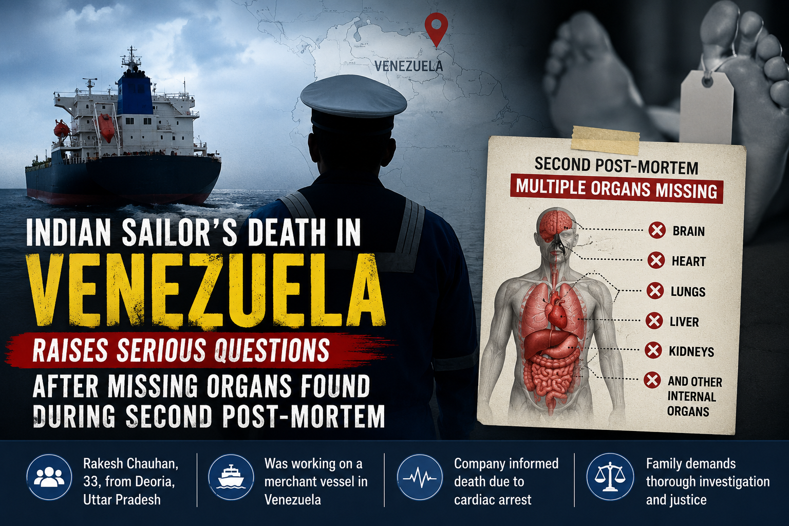 Indian Sailor Death in Venezuela Raises Serious Questions After Missing Organs Found During Second Post-Mortem