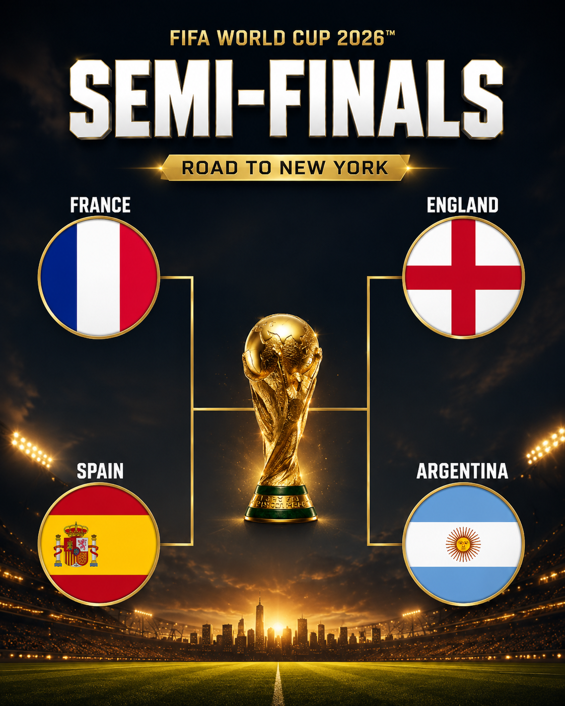 FIFA World Cup 2026 Semi-Finals: Four Football Giants, Two Epic Battles and One Dream of World Glory